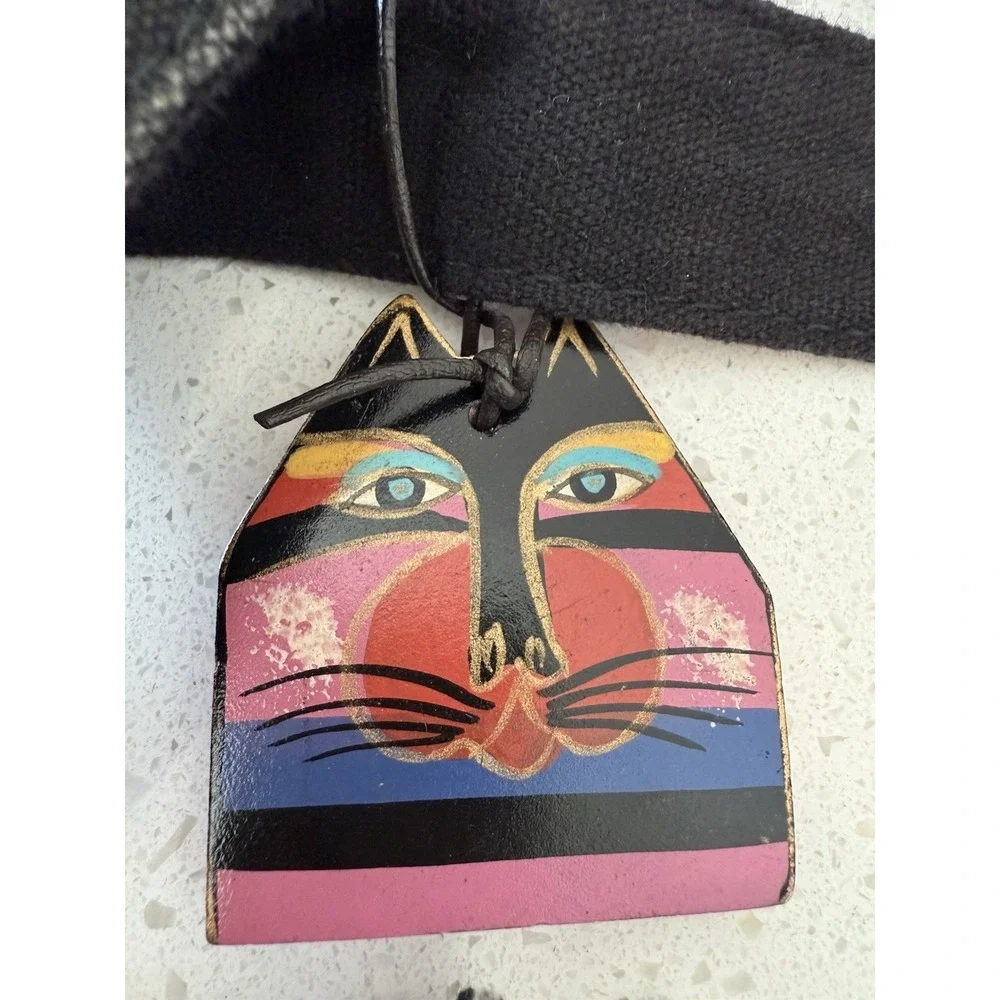 Laurel Burch Tres Gatos 3 Cats Feline Cutout Multicolor Cotton Fabric‎ Handbag